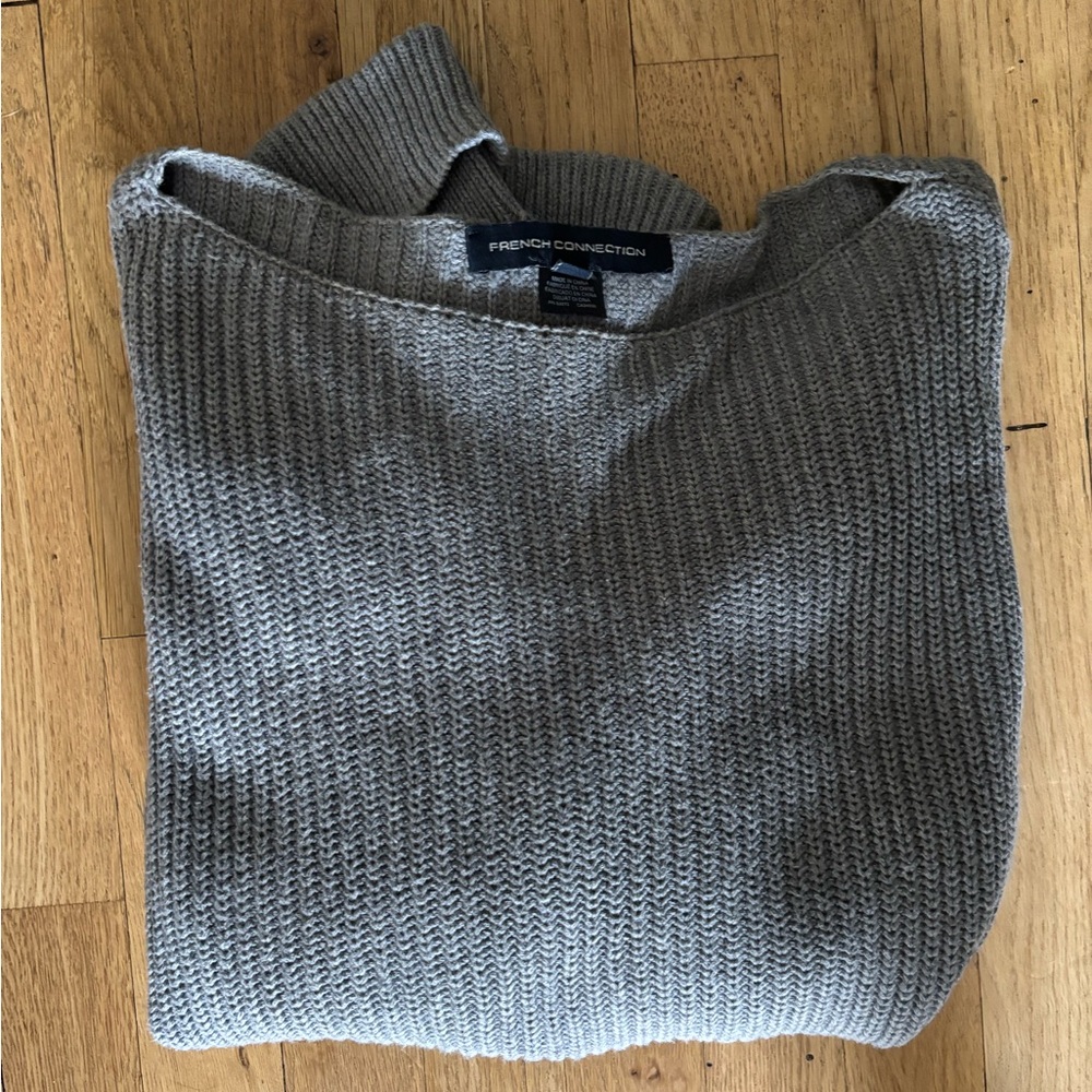 French Connection Gray Crewneck Sweater Classic Knit